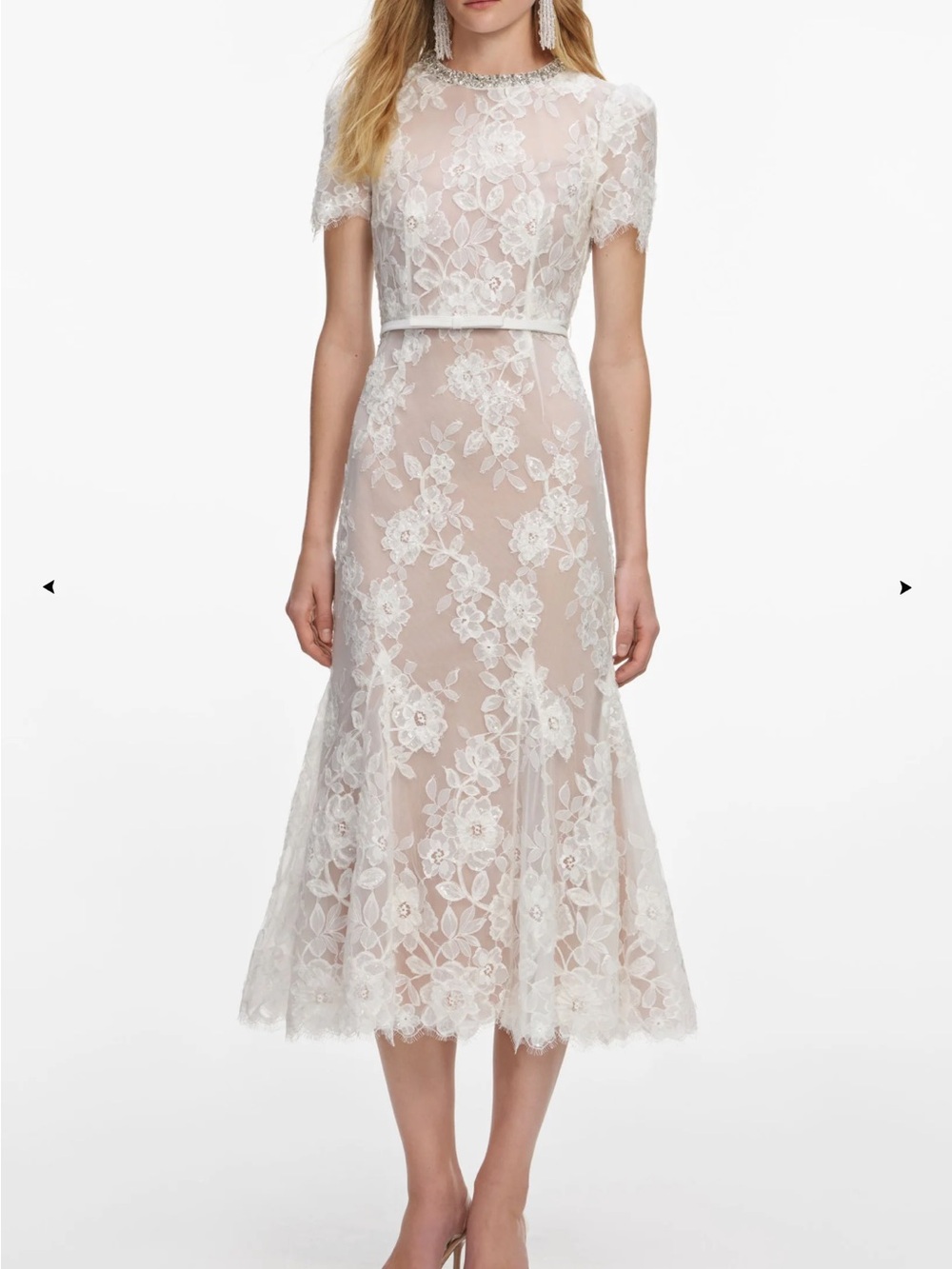 NWT White Sequin Lace Midi Dress - Self Portrait / Self-Portrait